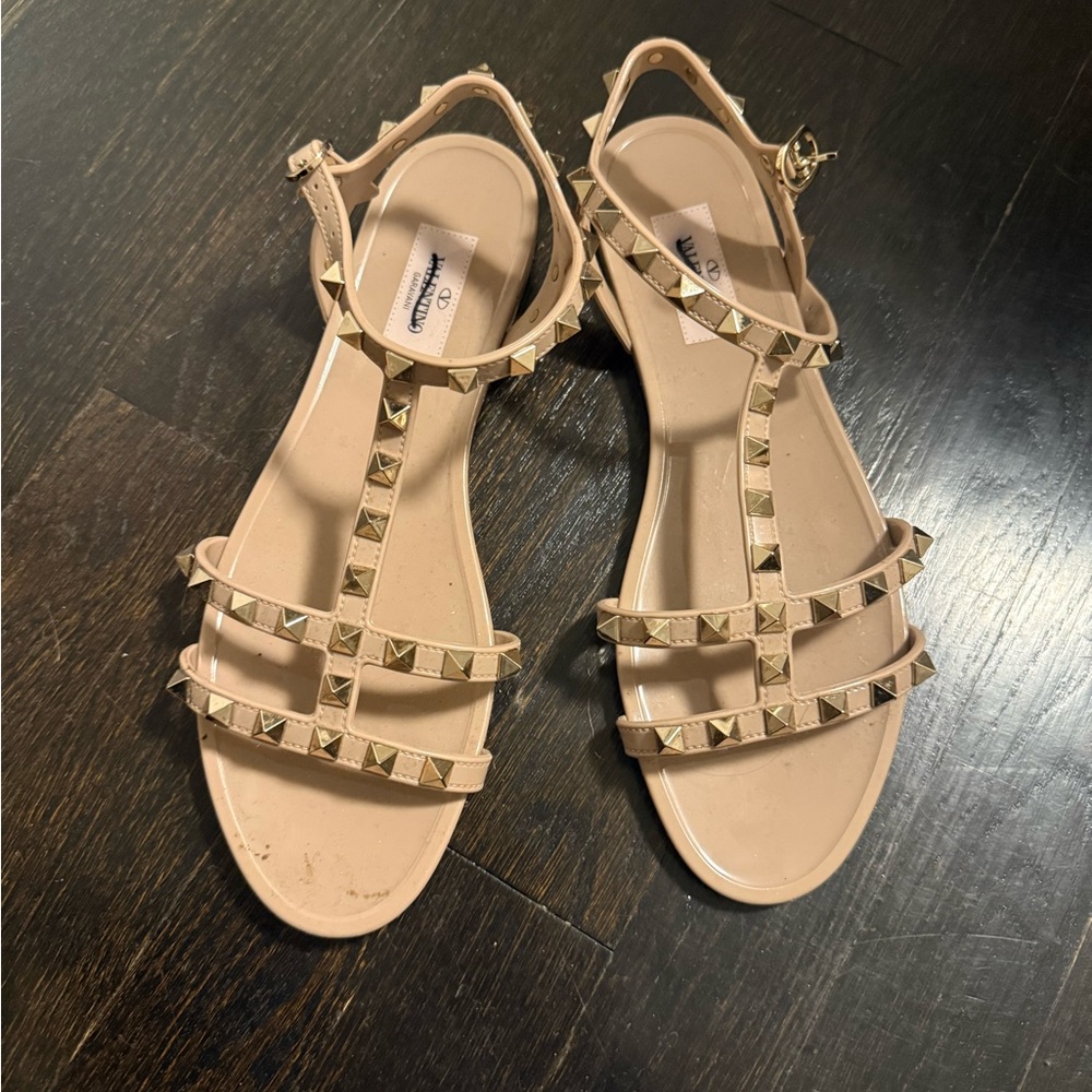 Valentino Garavani Blush Gold Rockstud Sandals
